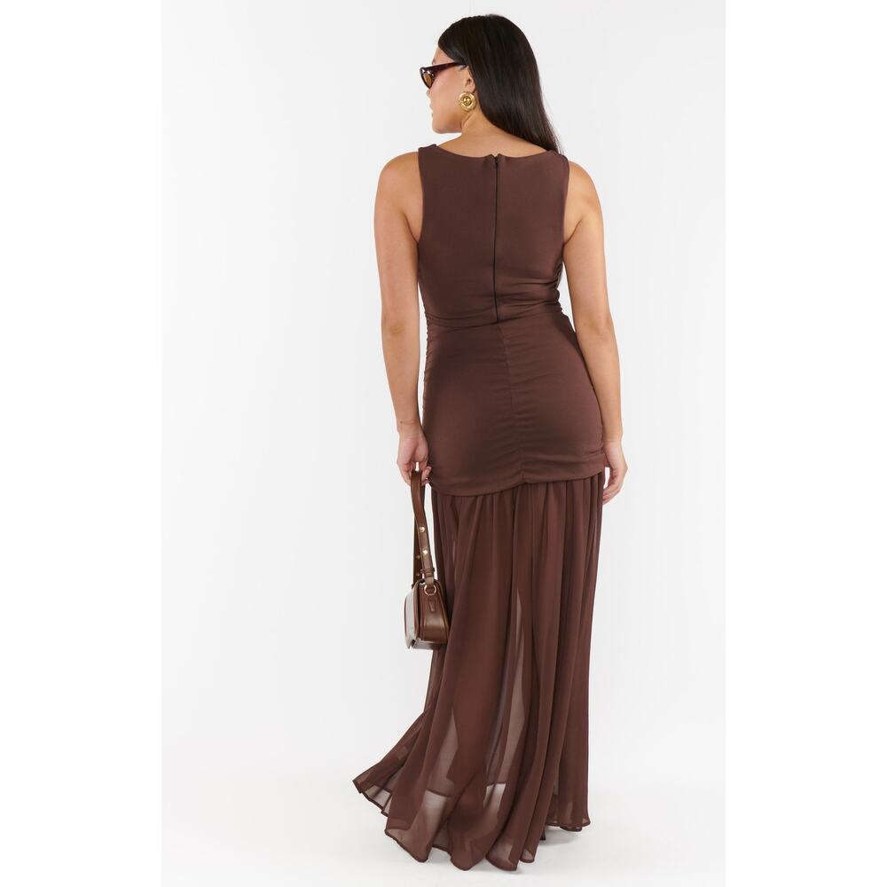 Show Me Your Mumu Aria Maxi Dress in Chocolate Stretch Chiffon L - Picture 7 of 8